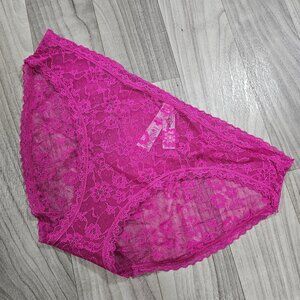 Victoria's Secret THE LACIE Floral Lace Bikini Panty, Outrageous Pink, Size XL
